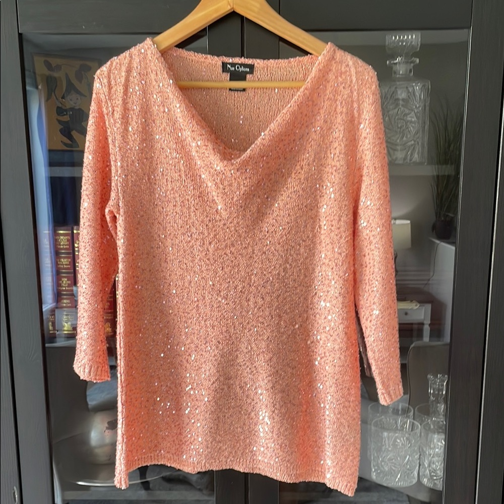 ♻️Nue Options Pink Sequin 3/4 Sleeve Blouse